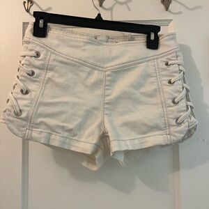 Free People White Waisted Shorts with side details
